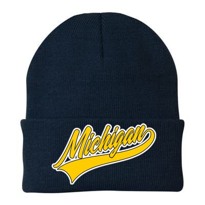 Michigan Script Logo Knit Cap Winter Beanie