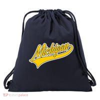 Michigan Script Logo Drawstring Bag