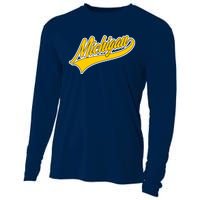 Michigan Script Logo Cooling Performance Long Sleeve Crew