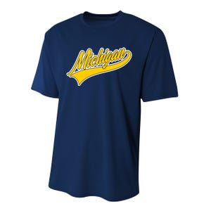 Michigan Script Logo Performance Sprint T-Shirt