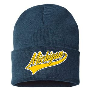 Michigan Script Logo Sustainable Knit Beanie