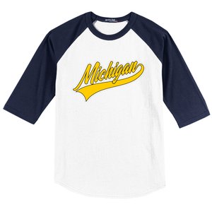 Michigan Script Logo Baseball Sleeve Shirt