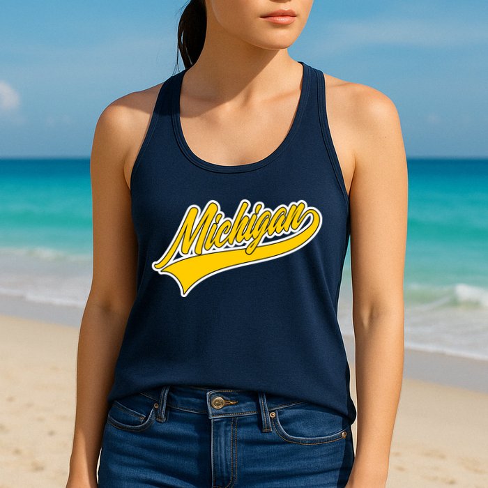 Michigan Script Logo Womens Tank Top