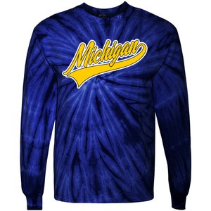 Michigan Script Logo Tie-Dye Long Sleeve Shirt