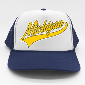 Michigan Script Logo Trucker Hat