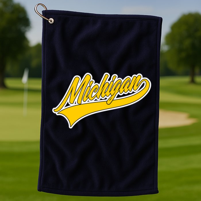 Michigan Script Logo Golf Towel