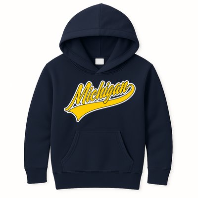 Michigan Script Logo Kids Hoodie