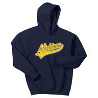 Michigan Script Logo Kids Hoodie