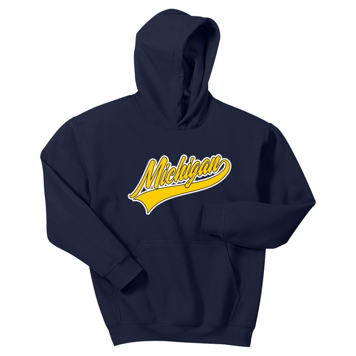 Michigan Script Logo Kids Hoodie