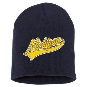 Michigan Script Logo Short Acrylic Beanie