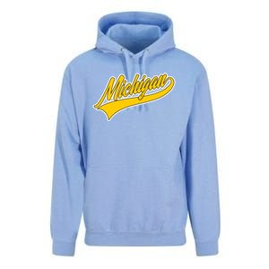 Michigan Script Logo Unisex Surf Hoodie