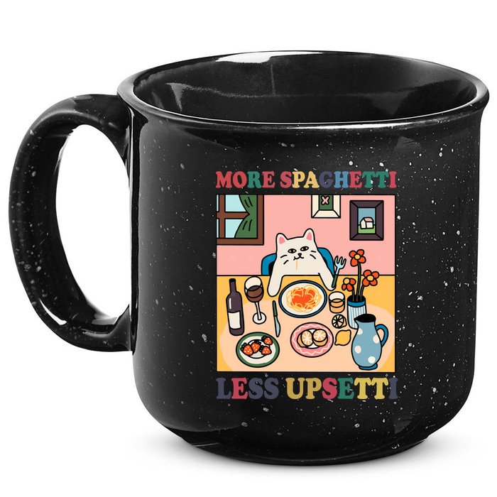 More Spaghetti Less Upsetti Cat 15oz Campfire Ceramic Mug