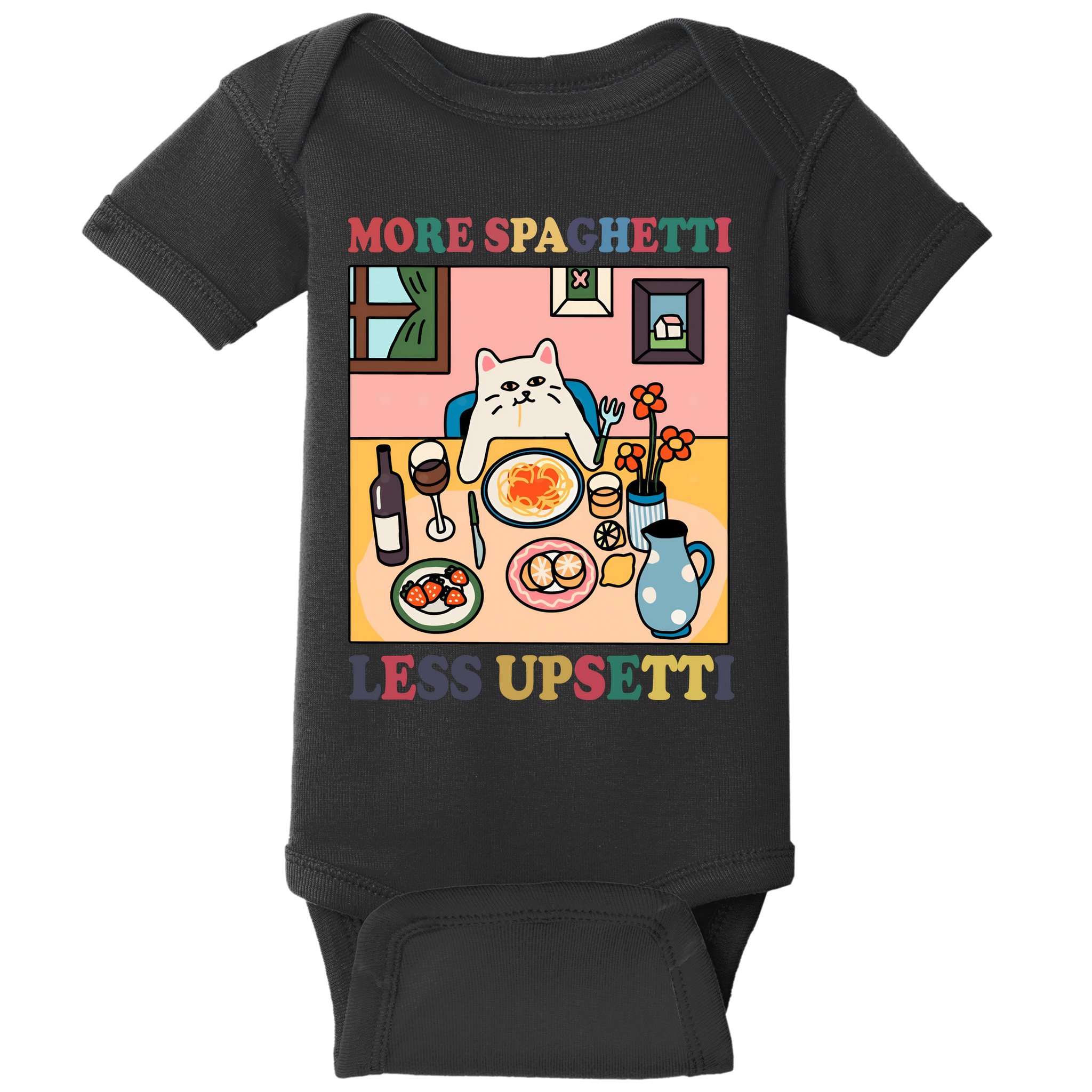 More Spaghetti Less Upsetti Cat Baby Bodysuit