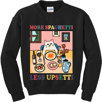 More Spaghetti Less Upsetti Cat Kids Sweatshirt