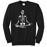 Meditating Skeleton Lazy Halloween Costume Funny Skull Yoga Sweatshirt