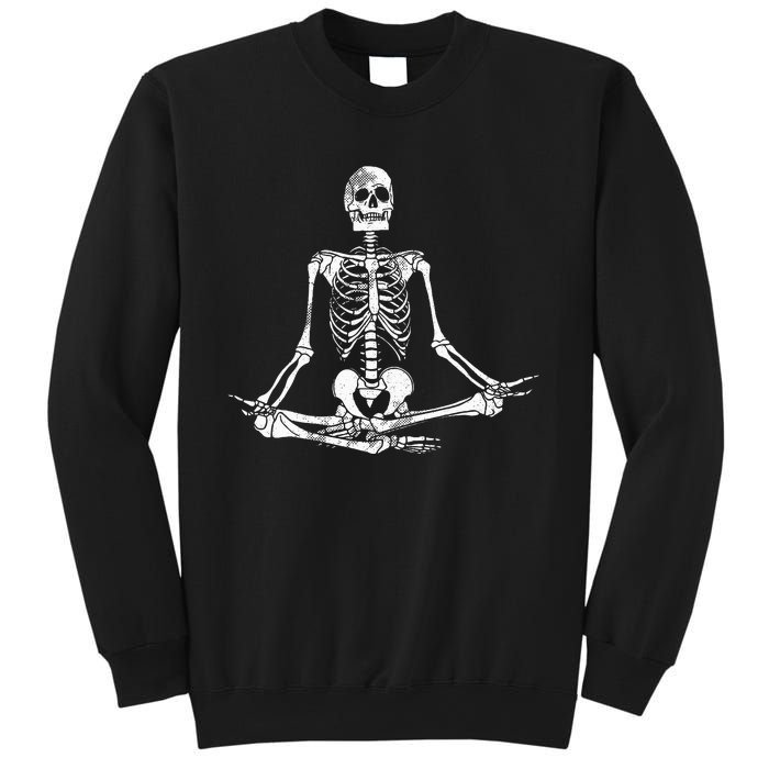 Meditating Skeleton Lazy Halloween Costume Funny Skull Yoga Sweatshirt