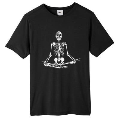 Meditating Skeleton Lazy Halloween Costume Funny Skull Yoga Tall Fusion ChromaSoft Performance T-Shirt