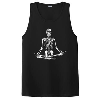 Meditating Skeleton Lazy Halloween Costume Funny Skull Yoga PosiCharge Competitor Tank