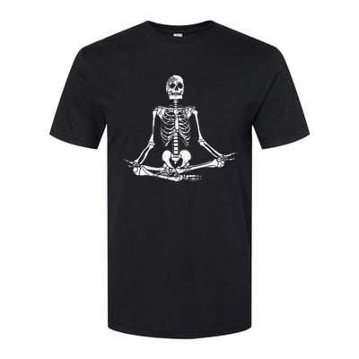 Meditating Skeleton Lazy Halloween Costume Funny Skull Yoga Softstyle CVC T-Shirt