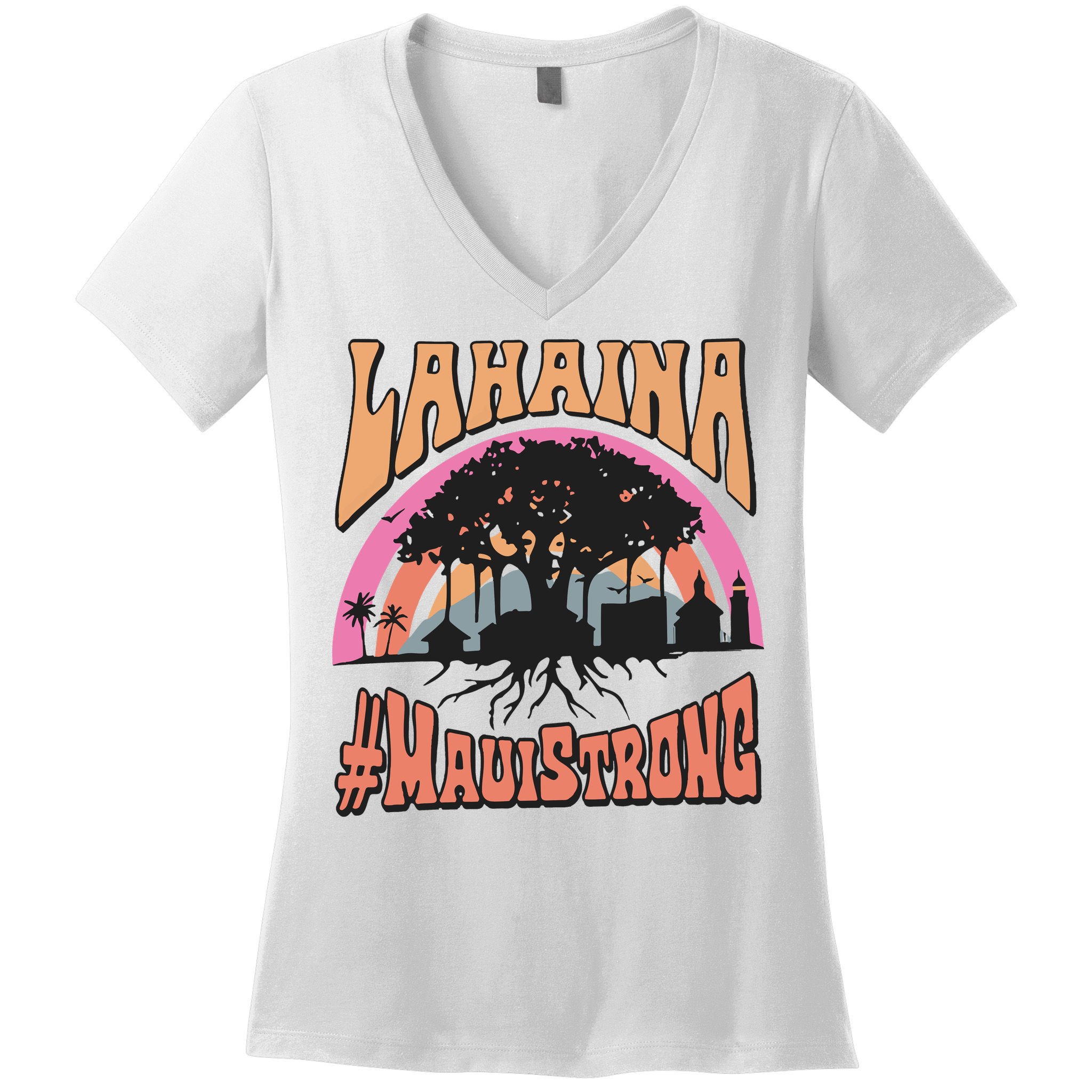 Maui Strong Lahaina Banyan Tree Women's V-Neck T-Shirt