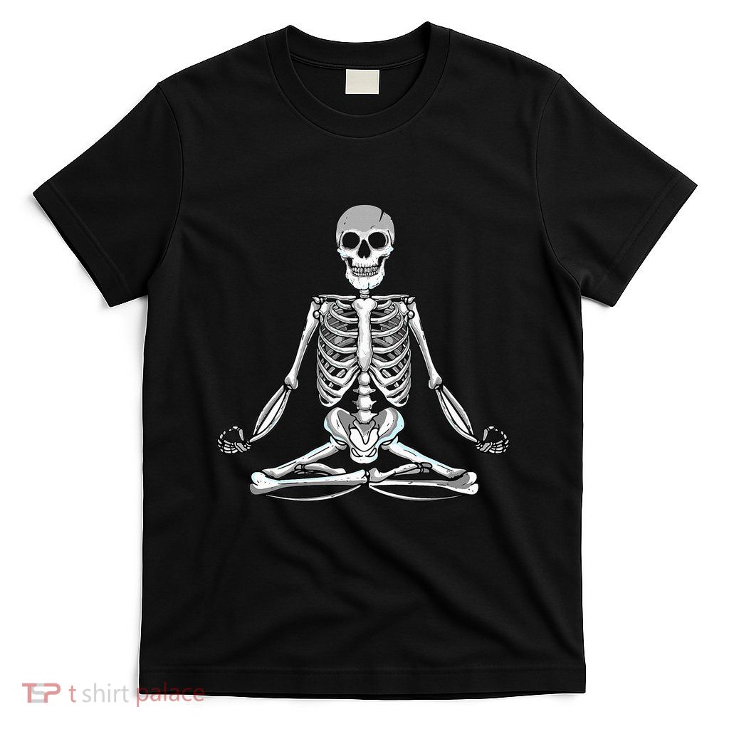 Meditating Skeleton Lotus Yoga Zen Balance Halloween Costume T-Shirt