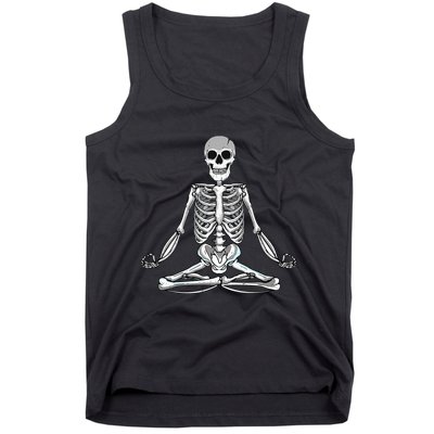 Meditating Skeleton Lotus Yoga Zen Balance Halloween Costume Tank Top