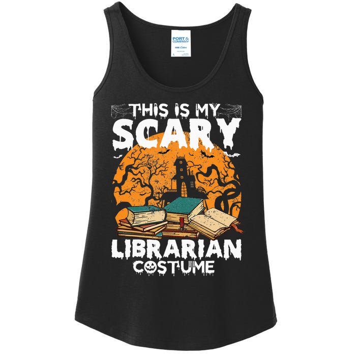 My Scary Librarian Costume Bookworm Book Halloween Ladies Essential Tank