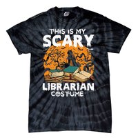 My Scary Librarian Costume Bookworm Book Halloween Tie-Dye T-Shirt