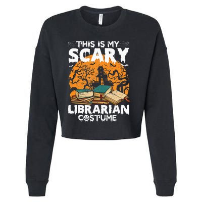 My Scary Librarian Costume Bookworm Book Halloween Cropped Pullover Crew