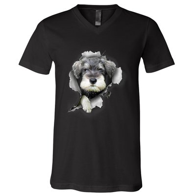 Mini Schnauzer Miniature Schnauzer Funny Schnauzer V-Neck T-Shirt