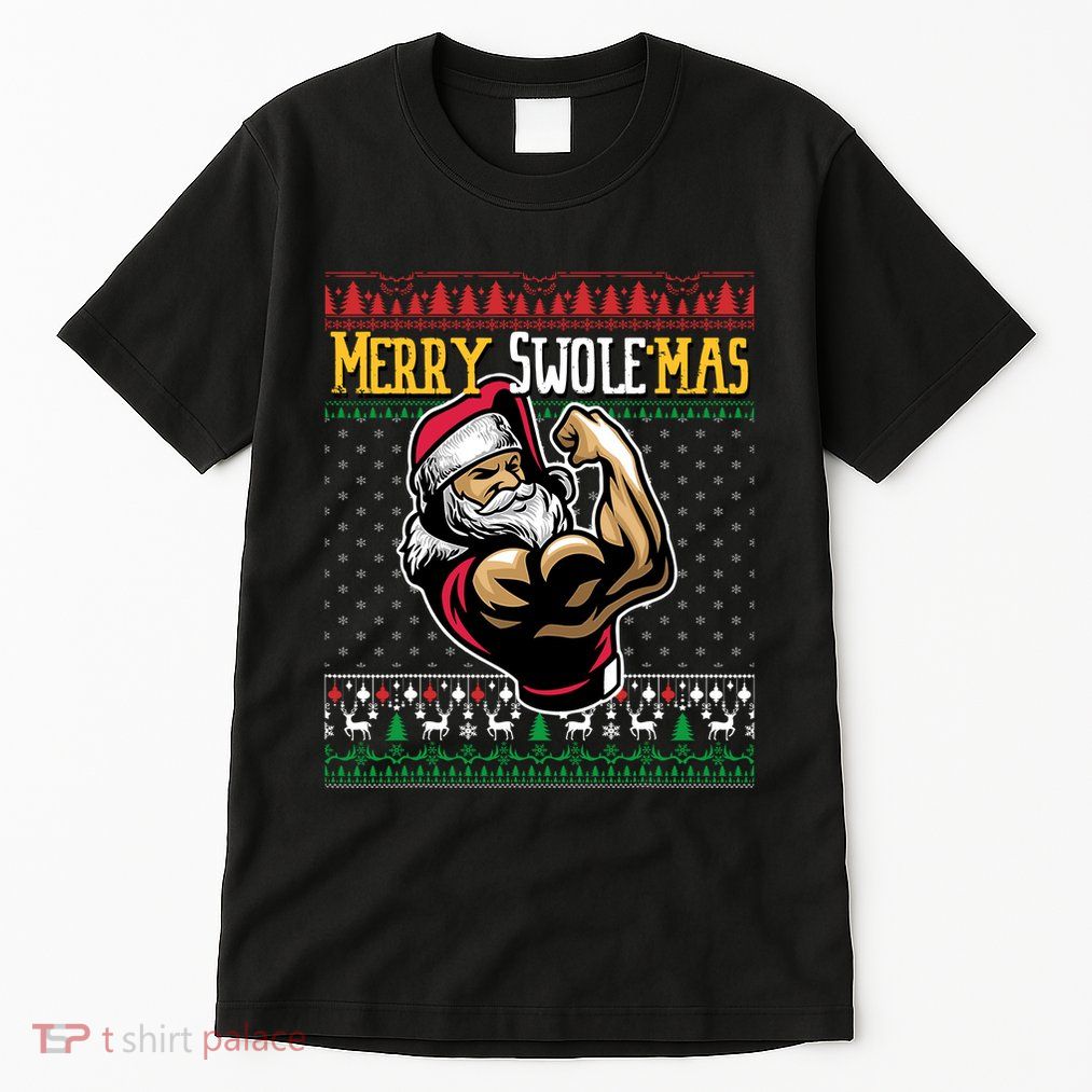 Merry Swole Mas Funny Christmas Gym & Work Out Santa Flexing Tall T-Shirt