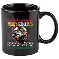 Merry Swole Mas Funny Christmas Gym & Work Out Santa Flexing 11oz C Handle Ceramic Mug