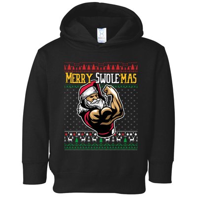 Merry Swole Mas Funny Christmas Gym & Work Out Santa Flexing Toddler Hoodie