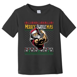 Merry Swole Mas Funny Christmas Gym & Work Out Santa Flexing Toddler T-Shirt