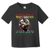 Merry Swole Mas Funny Christmas Gym & Work Out Santa Flexing Toddler T-Shirt