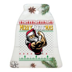 Merry Swole Mas Funny Christmas Gym & Work Out Santa Flexing Ceramic Bell Ornament