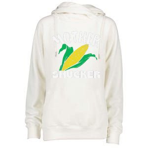 Mother Shucker Mom Pun Funny Corn Farmer Mom Gift Womens Funnel Neck Pullover Hood