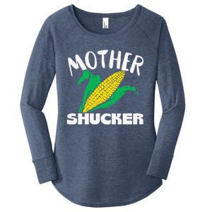 Mother Shucker Mom Pun Funny Corn Farmer Mom Gift Women's Perfect Tri Tunic Long Sleeve Shirt