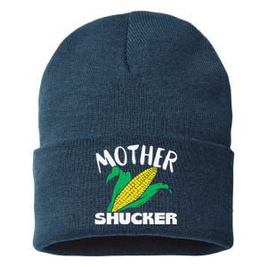 Mother Shucker Mom Pun Funny Corn Farmer Mom Gift Sustainable Knit Beanie