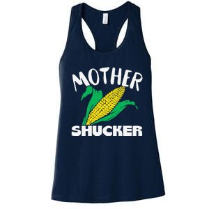 Mother Shucker Mom Pun Funny Corn Farmer Mom Gift Women's Racerback Tank