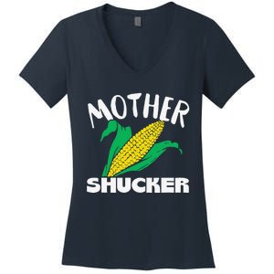 Mother Shucker Mom Pun Funny Corn Farmer Mom Gift Women's V-Neck T-Shirt