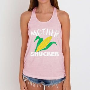 Mother Shucker Mom Pun Funny Corn Farmer Mom Gift Women's Knotted Racerback Tank