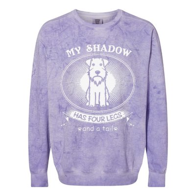 Miniature Schnauzers My Dog Is My Shadow Funny Gift Colorblast Crewneck Sweatshirt