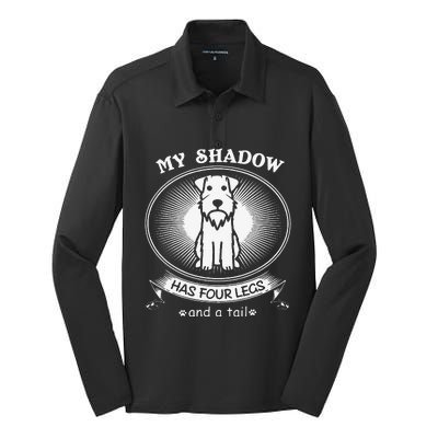 Miniature Schnauzers My Dog Is My Shadow Funny Gift Silk Touch Performance Long Sleeve Polo