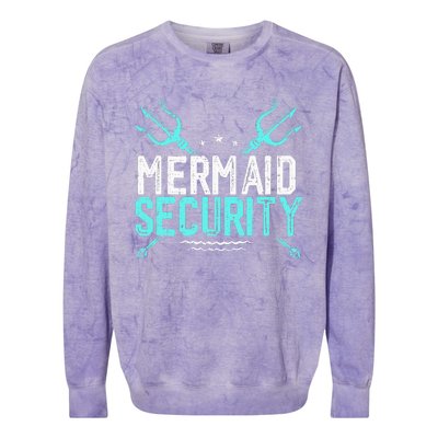 Mermaid Security Mermaid Dad Birthday Merdad Colorblast Crewneck Sweatshirt