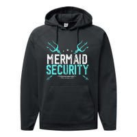 Mermaid Security Mermaid Dad Birthday Merdad Performance Fleece Hoodie