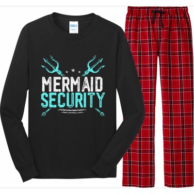 Mermaid Security Mermaid Dad Birthday Merdad Long Sleeve Pajama Set