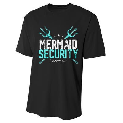 Mermaid Security Mermaid Dad Birthday Merdad Performance Sprint T-Shirt