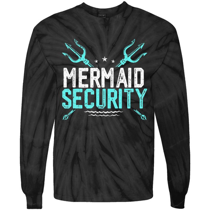 Mermaid Security Mermaid Dad Birthday Merdad Tie-Dye Long Sleeve Shirt