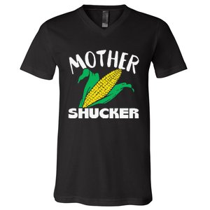 Mother Shucker Mom Pun Funny Corn Farmer Mom Gift V-Neck T-Shirt